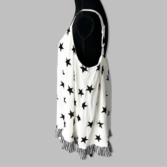 LANE BRYANT STAR WHITE TANK TOP WITH WHITE STRIPES - Picture 2 of 13